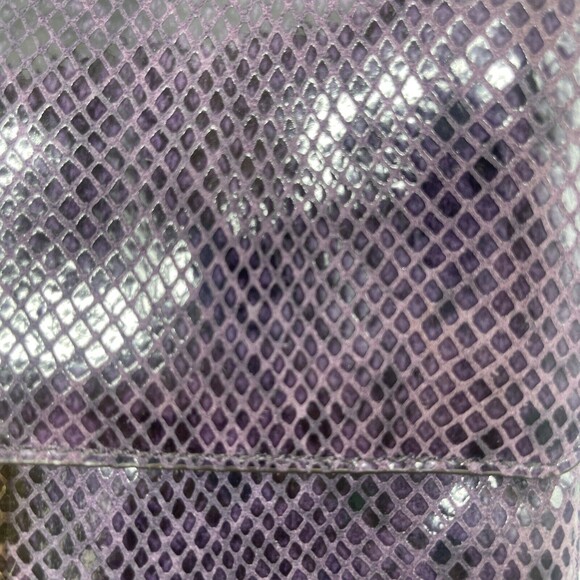 Michael Kors Sloan Purple Leather Snake Print Large Clutch - Picture 4 of 8
